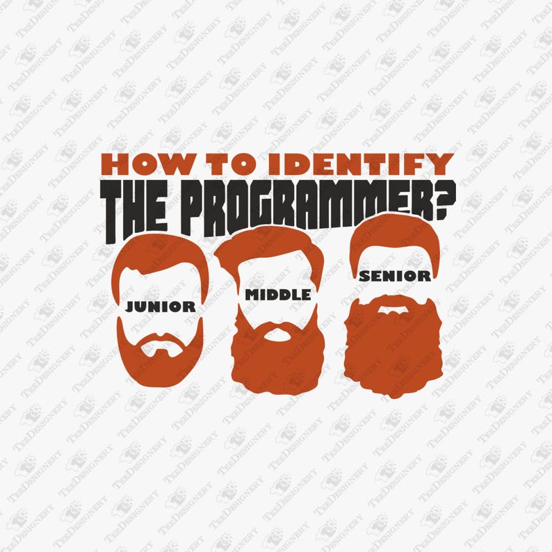 Niveles de barba divertidos para programadores de software, archivo de corte SVG, diseño de sublimación imagen 1