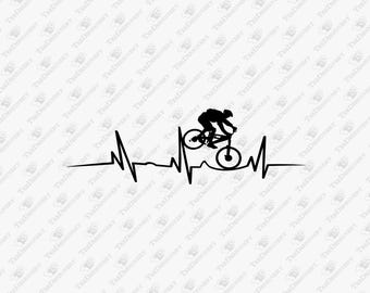 Mountain Bike Heartbeat Design for Cycling Lovers, SVG Cut File, Sublimation Graphic