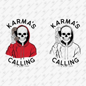 カルマが呼んでいる Cricut SVG デザイン、SVG カット ファイル、昇華グラフィック、DIY T シャツ デザイン、皮肉なメッセージ、生意気な引用、カルマ ビッチ ジョーク