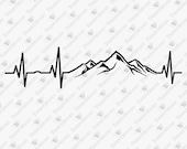 Mountain Heartbeat, Mountain Hiking Svg, Mountain Lover Svg, Adventure Svg, Cricut Silhouette SVG Cut File, T-Shirt Sublimation PNG Design