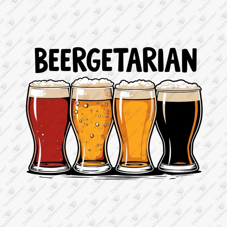 Beergetarian Funny Beer Lover Humor Pun SVG Cut File, Sublimation