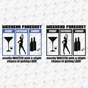 Pronóstico de fin de semana mayormente desperdiciado, fiesta de bebida divertida svg, cita de alcohol svg, archivo de corte SVG de silueta cricut, sublimación de camiseta Diseño PNG