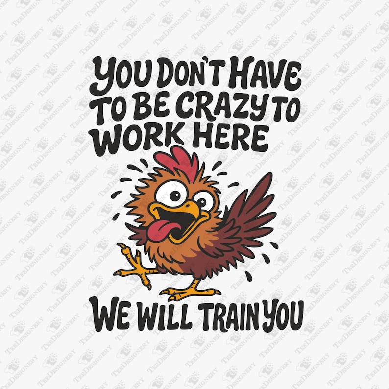 Funny Office Wall Art, Crazy Chicken Humor Print, Work Humor Decor, Cartoon Chicken Poster, Unique Office Gift, Employee Wall Hanging