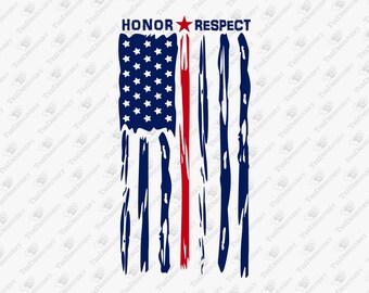 Honor Respect Thin Red Line Firefighter American Flag SVG Cut File