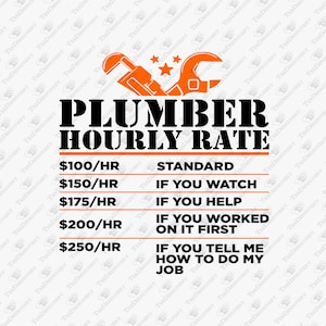 Funny Plumber Hourly Rate SVG: Sassy Quote, Cricut Cut File