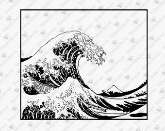 The Great Wave Off Kanagawa SVG, Hokusai SVG, Japanese Art Svg, Painting Svg, Cricut Silhouette Svg Cut File, T-Shirt Sublimation PNG Design