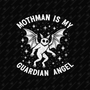 Grafica a sublimazione dell'angelo custode Mothman: umorismo paranormale (PNG, SVG download digitale)
