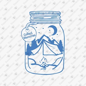 思い出を集める SVG、旅行と探検 SVG、キャンプ好き、アウトドアキャンプ、クリカット シルエット SVG カット ファイル、T シャツ昇華 PNG デザイン