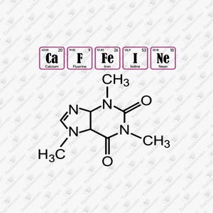 Molécula de cafeína, diseño para sublimación, ideal para amantes del café. Archivo de corte SVG.
