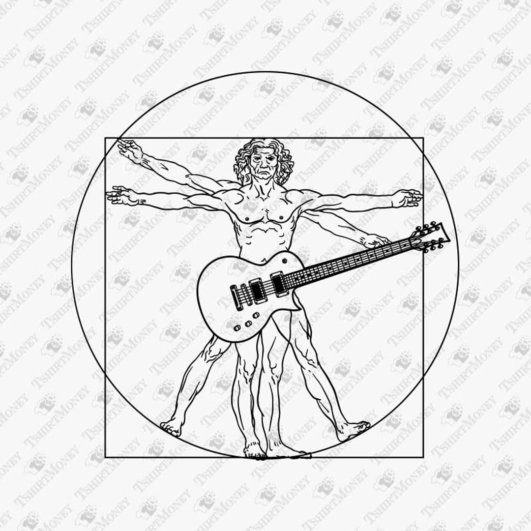 Da Vinci Vitruvian Man Parody Guitar Player Guitar Music image
