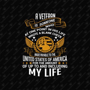 Veteran Blank Check To America Military Pride, SVG Cut File, Sublimation Design
