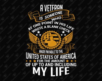 Veteran Blank Check To America Military Pride, SVG Cut File, Sublimation Design