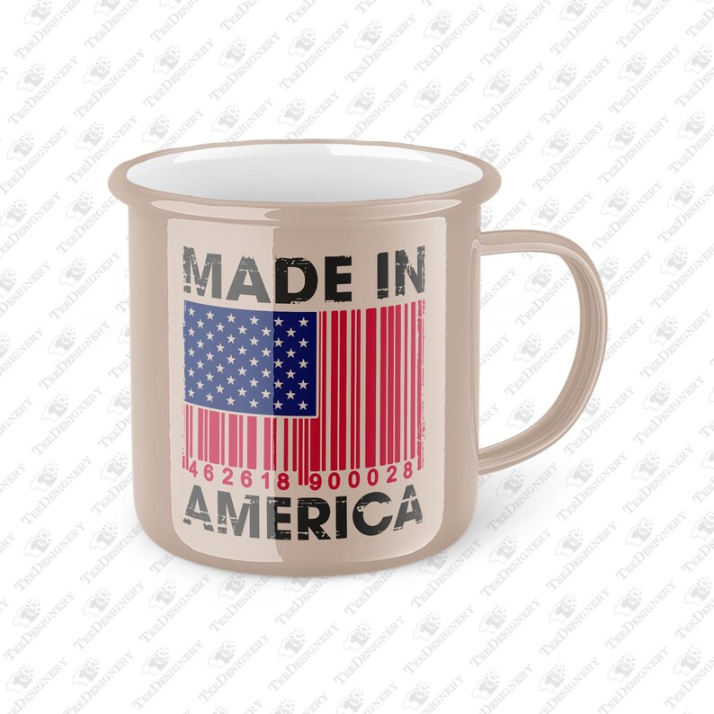 Made in America Coffee Mug, Patriotic Barcode Design, USA Flag Cup, American Pride Gift, Independence Day, 4th of July Decor