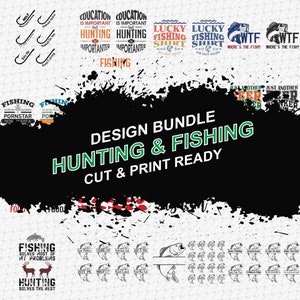 Lot de designs SVG chasse pêche : graphismes de t-shirt (téléchargement numérique)