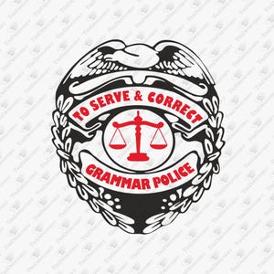 Policía gramatical para servir y corregir juegos de palabras ortográficos, archivo de corte SVG, diseño de sublimación