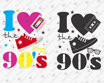I Love the 90s SVG: Retro Party Design (Digital Download)