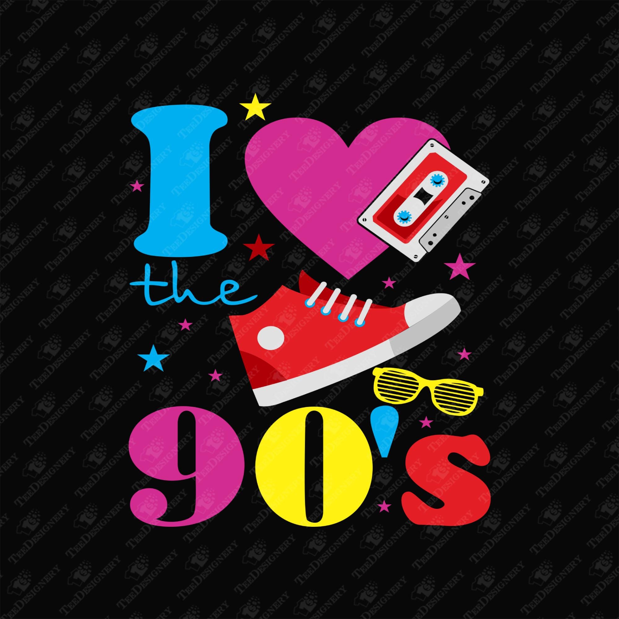I Love the 90s Nostalgia Retro Pop Culture, SVG Cut File