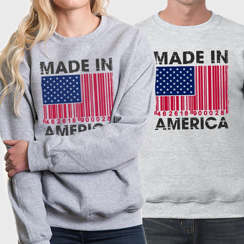 Made in America Barcode Flag Patriotic Humor Sublimation Graphic image 2