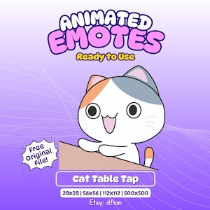 Animated Chibi Cat Emote: Slapping Table Twitch, Discord (GIF Digital Download