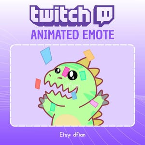 Animated Hype Dinosaur Emote: Kawaii Chibi GIF for Twitch, Discord (Instant Download)