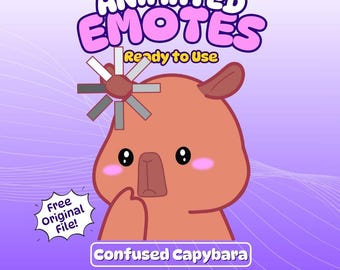 Twitch Emote | Confused Capybara Animated Emote: Kawaii Chibi GIF for Twitch, Discord, Kick