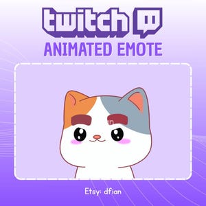 Animated Emoted Chibi Calcio Cat, Fabulous Eyebrow, Kitty Cartoon, Brow Emote, Cute Kitten, Tabby Cat, Chibi Expression, Twitch & Discord