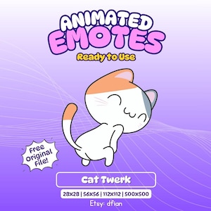 Animated Emote Chibi Cat Twerking - Cute Cartoon Emote - Instant Download Animated Twitch Emotes for Streaming - Ready to Use