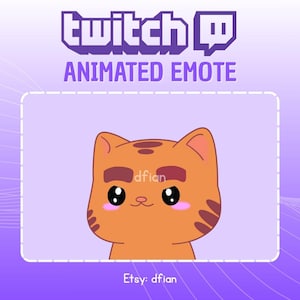 Animated Emoted Chibi Brown Cat, Fabulous Eyebrow, Kitty Cartoon, Brow Emote, Cute Kitten, Tabby Cat, Chibi Expression, Twitch & Discord