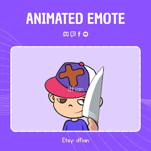 Animated Boy Knife Emote, Kick Emote, Cute Emote, Funny Emote, Emote GIF, Cartoon Emote For Streamers - Ready to Use