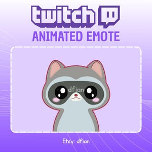 Animated Chibi Raccoon Nodding Emote: Kawaii Twitch/Discord GIF (Instant Download)
