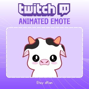 Émoticône animée vache chibi hochant la tête - émoticône Twitch kawaii mignon - émoticône Discord animée - GIF à téléchargement immédiat pour streamers