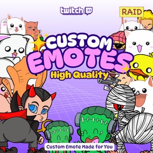 Custom Twitch Emotes for Streamers: Hand-Drawn Static & Animated Designs