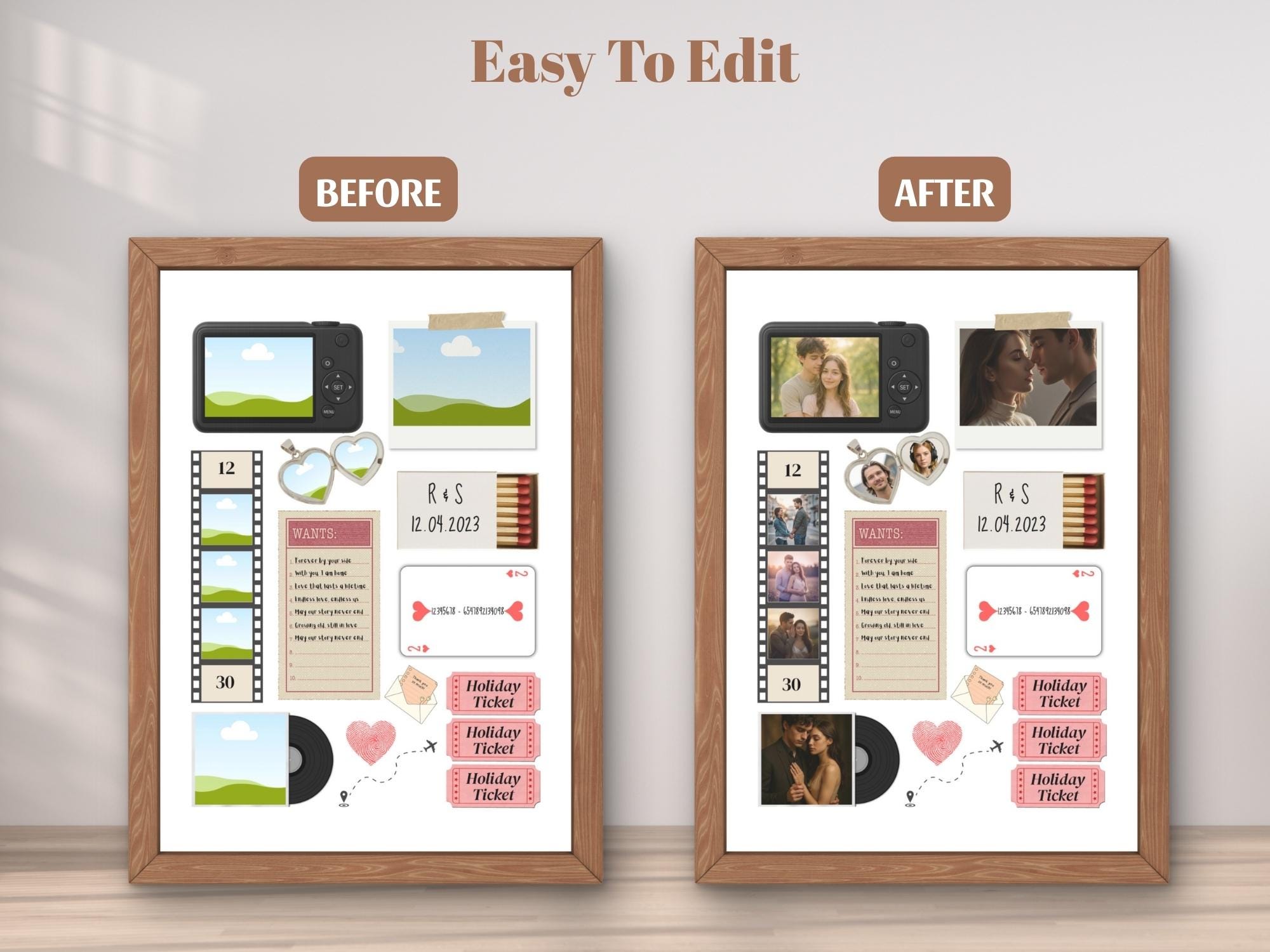 Printable Retro Matchbox Collage Poster Canva Template | Custom Couple ...