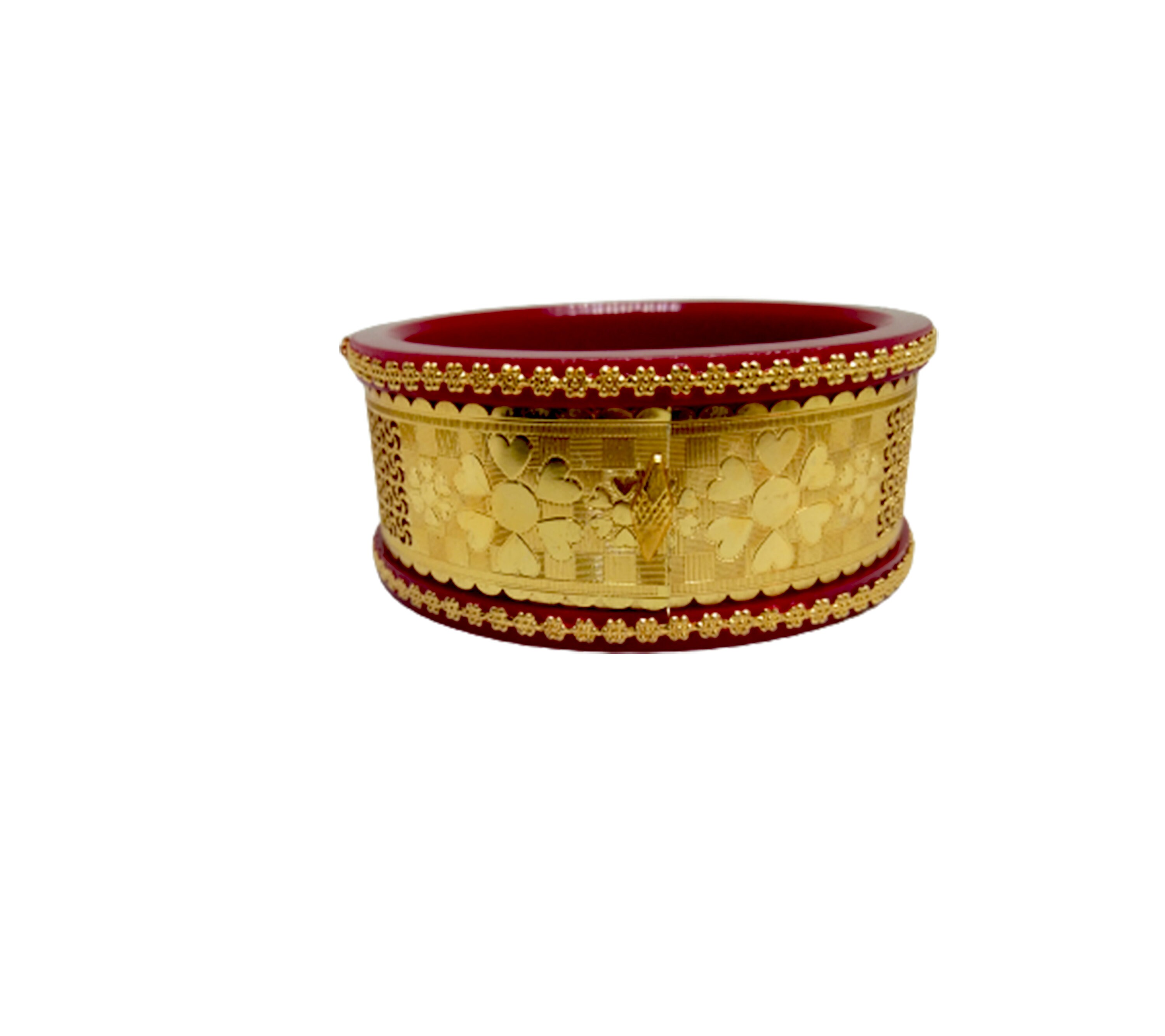 Handmade Shakha Pola Gold Plated Wide Acrylic Bangle for Women