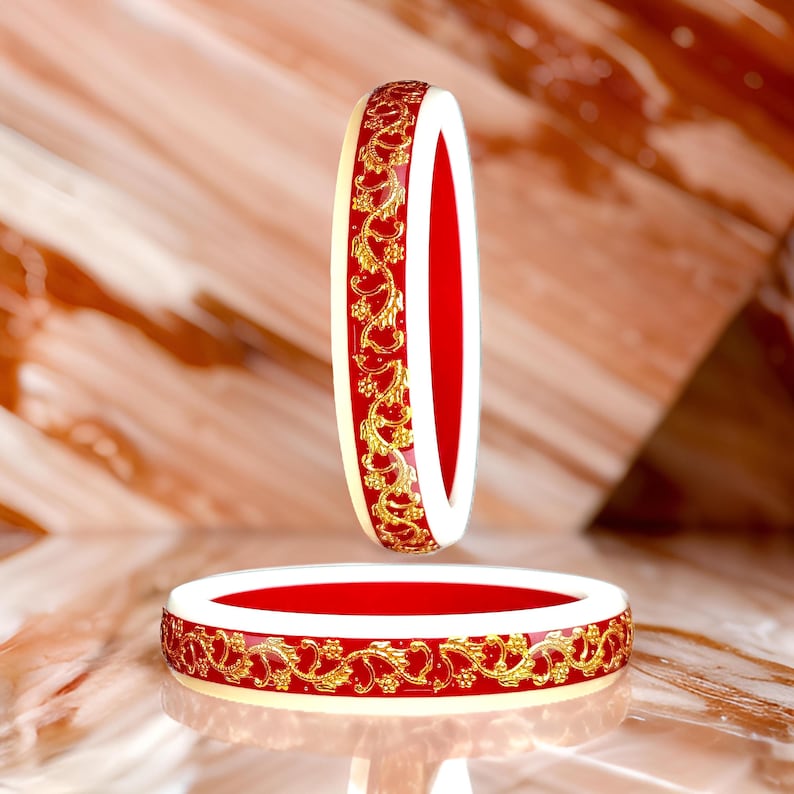 Handmade Pola Gold Plated Acrylic Laminated Bangle for Women, Red ...