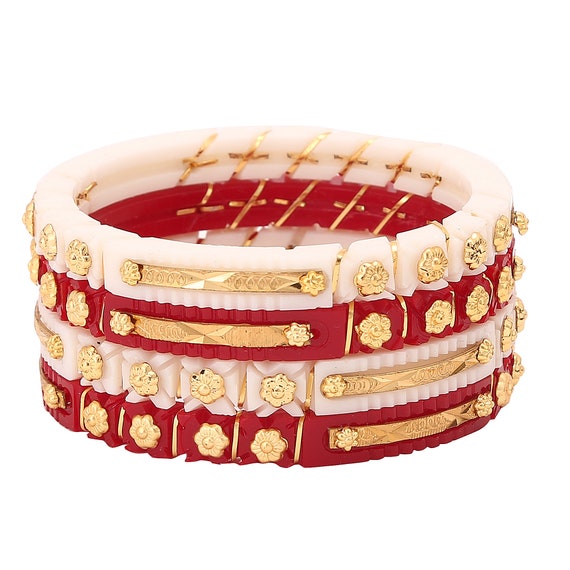 Hem Jewels® 22kt (916) Yellow Gold Pola Bangles - White