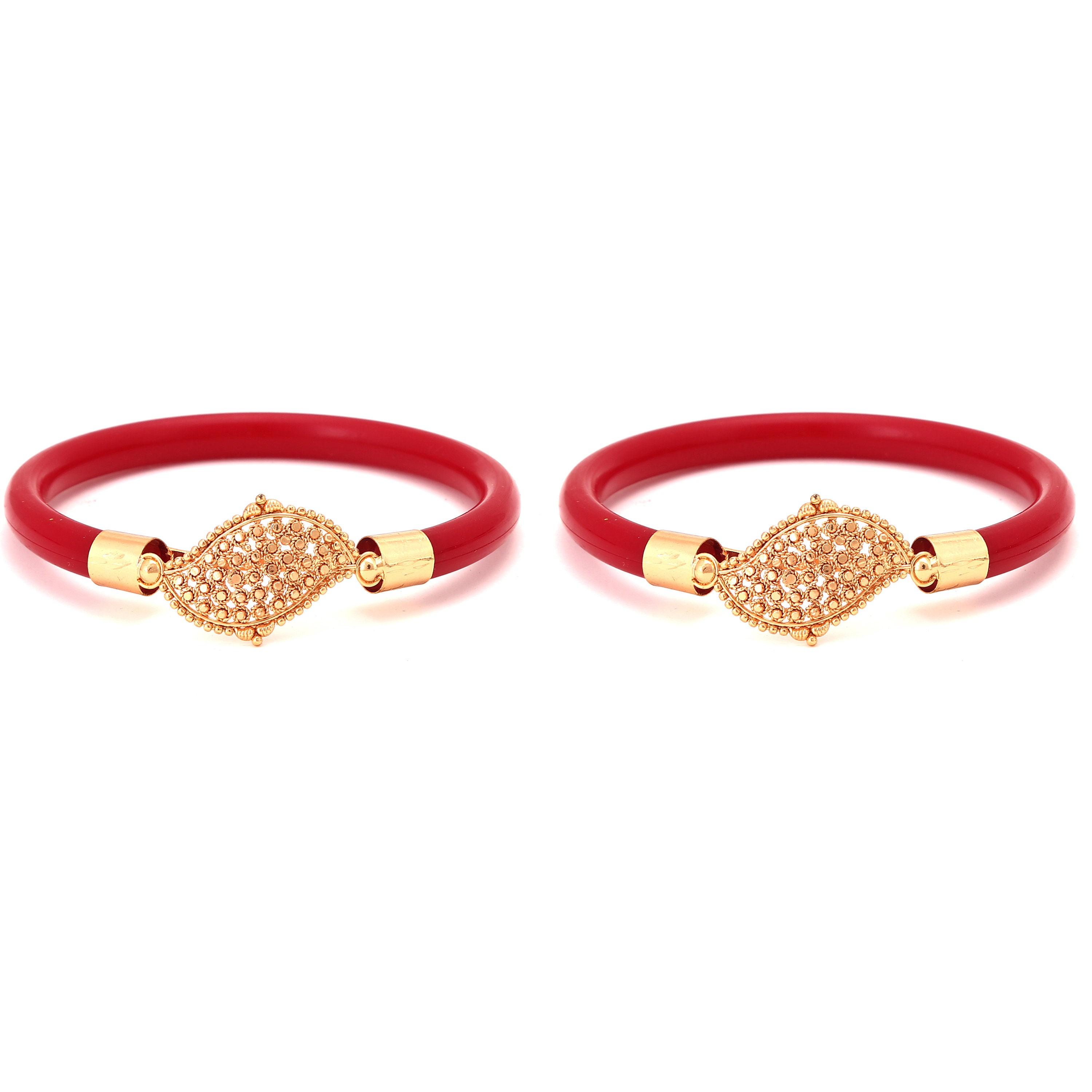 Buy Tanvi J Gold Plated White Colour Shakha Pola Bracelet Bangles (2-2) at  Amazon.in