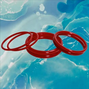 Handcut Pola Acrylic Bangle of 3 Different Thickness: Ultra Thin, Standard And Thick , for Women, Red ( Pack of 6) in a Beautiful Box