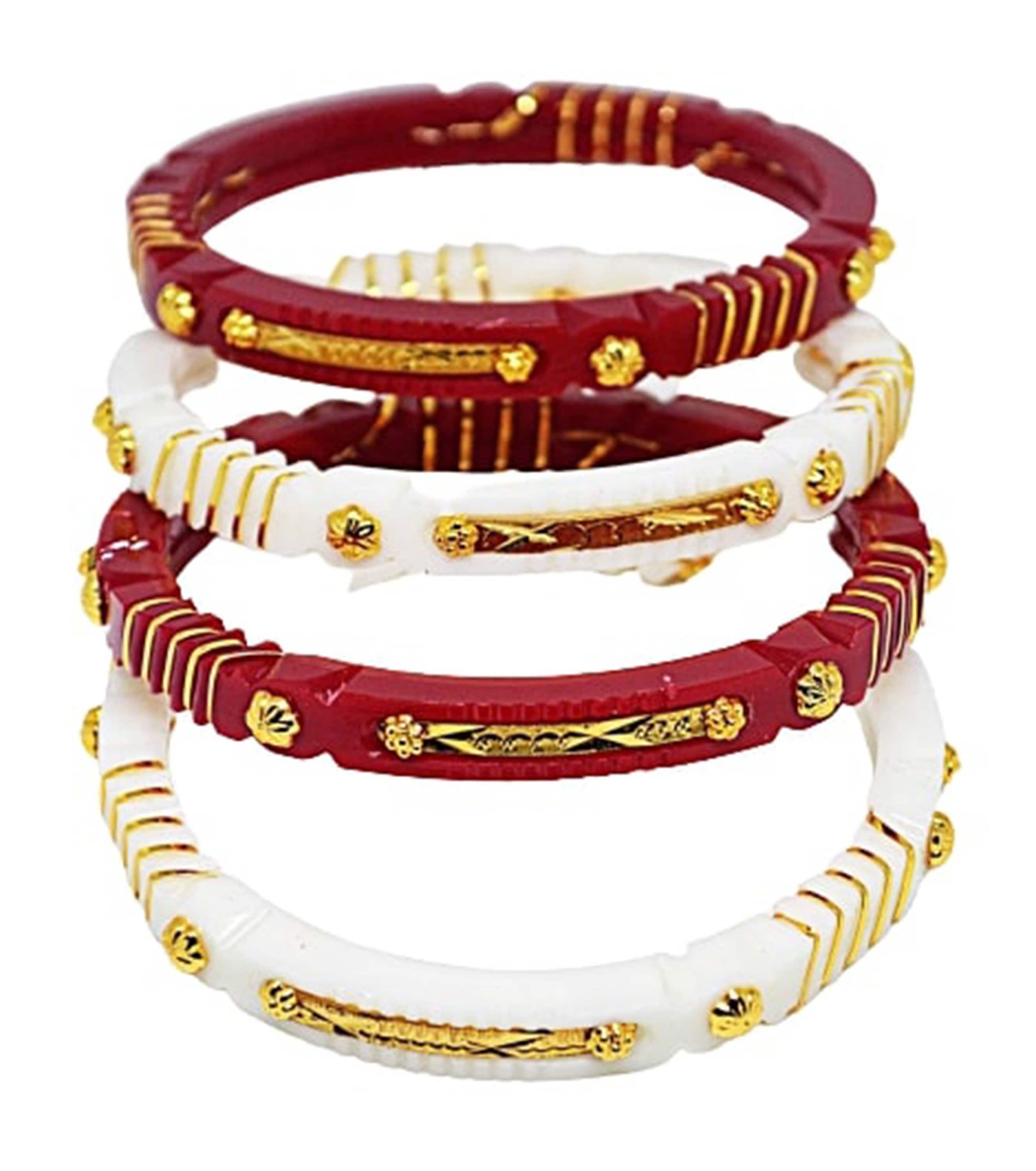 Handmade Shakha Pola Gold Plated Acrylic Bangle For Women Red Etsy handmade-shakha-pola-gold-plated-acrylic-bangle-for-women-red-etsy