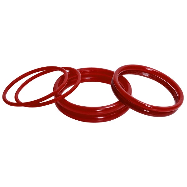 Handcut Pola Acrylic Bangle of 3 Different Thickness: Ultra Thin, Standard And Thick , for Women, Red ( Pack of 6) in a Beautiful Box