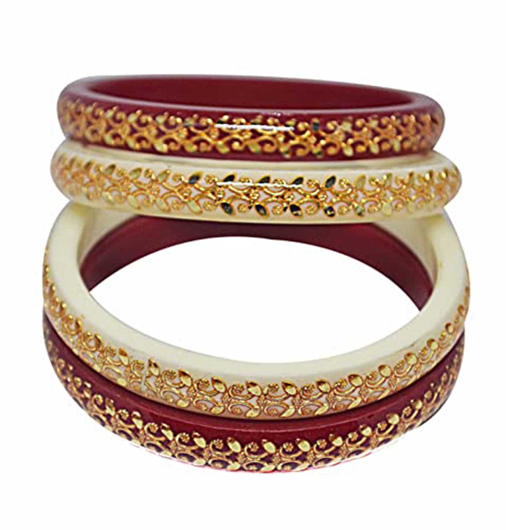 Gold bangles with red plastic online