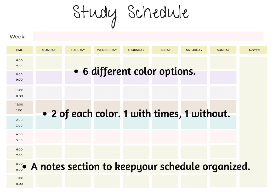 Minimalist Revision Timetable Printable Set | Study Schedule | Weekly ...