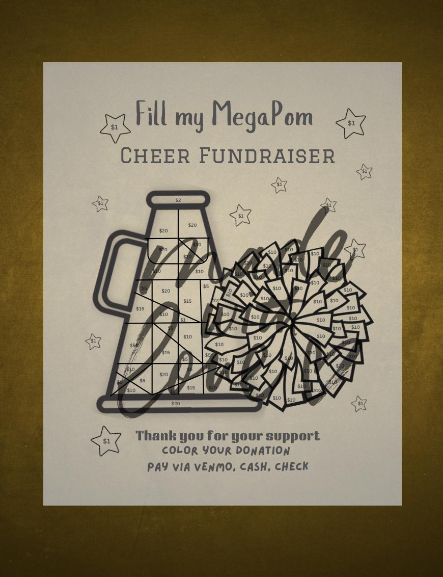 Fill My Mega Pom Cheer Fundraiser Printable, Cheerleading Team Fundraiser, Sponsor my Season Cheer Bow Fundraiser, Cheer Fundraiser-DIGITAL