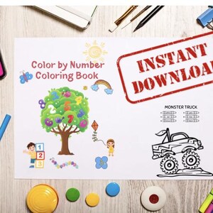 Color by Number Coloring Book for Kids | Printable Digital Download | Fun Animal Designs and Number Art l Learning Coloring Pages l School