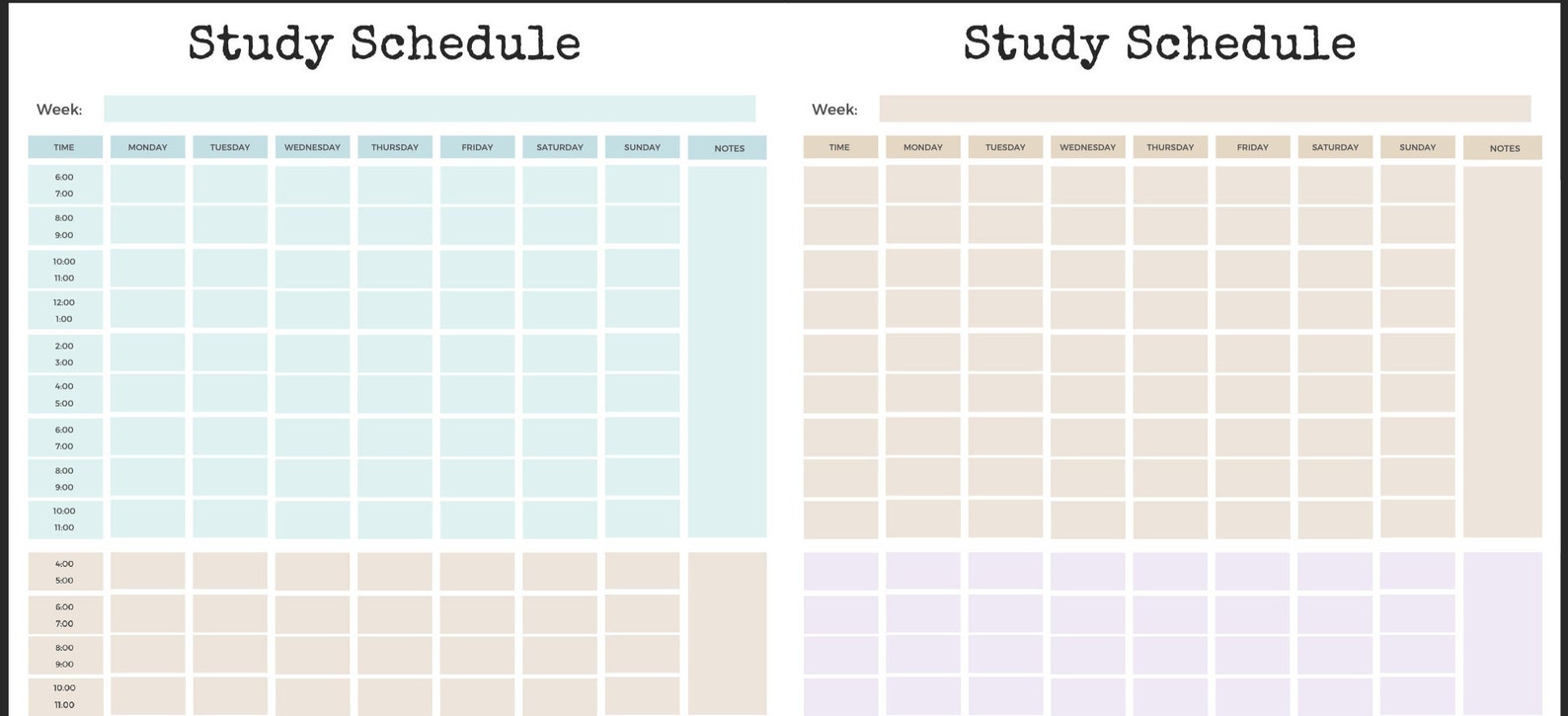 Minimalist Revision Timetable Printable Set | Study Schedule | Weekly ...