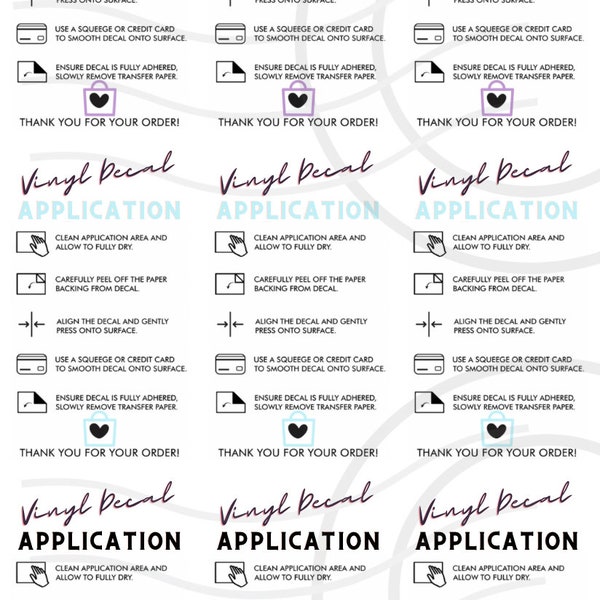 Directions for Printable Decal Placement Card. Decal Application Directions. Vinyl Decal Application. Printable. Small Business Supplies.