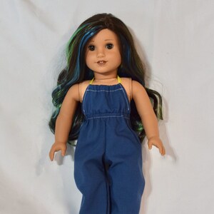 18 Inch Doll Outfit, Recycled Material, Doll Clothes, Blue Doll Romper, Upcycled Doll Clothes