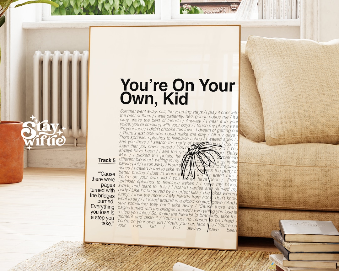 You re on your own kid lyrics poster midnights album etsy canada