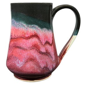 Abstract Wave Pattern Tall Signed Pottery Mug