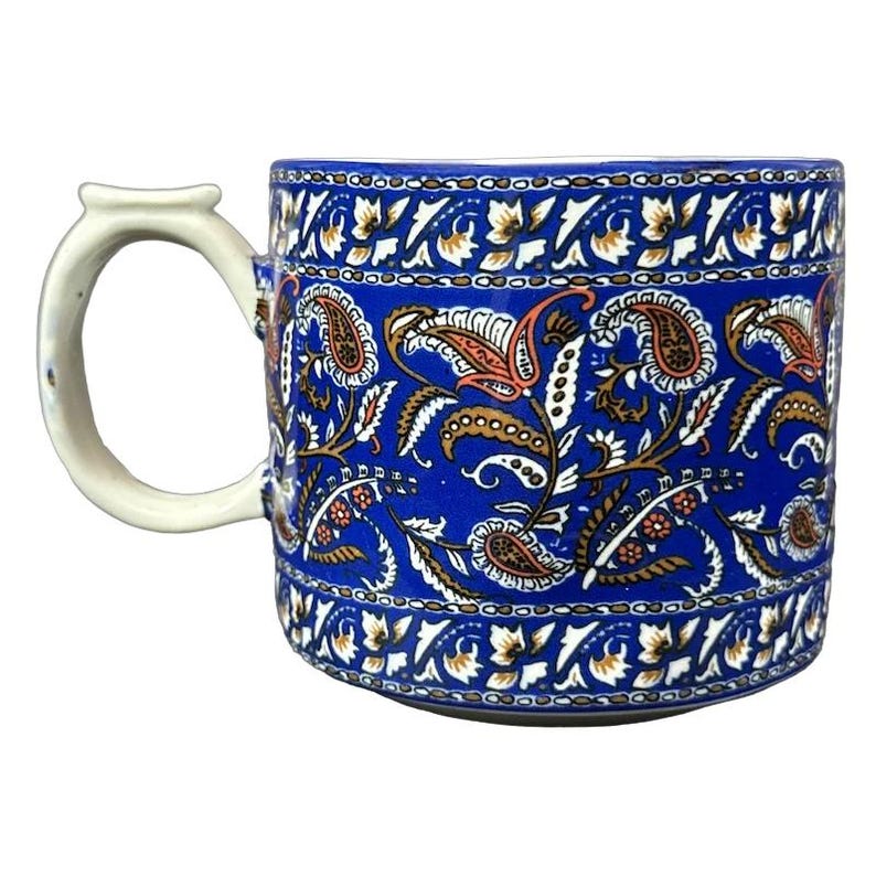 Blockprint Letter "T" Monogram Initial Floral Mug Anthropologie image 3